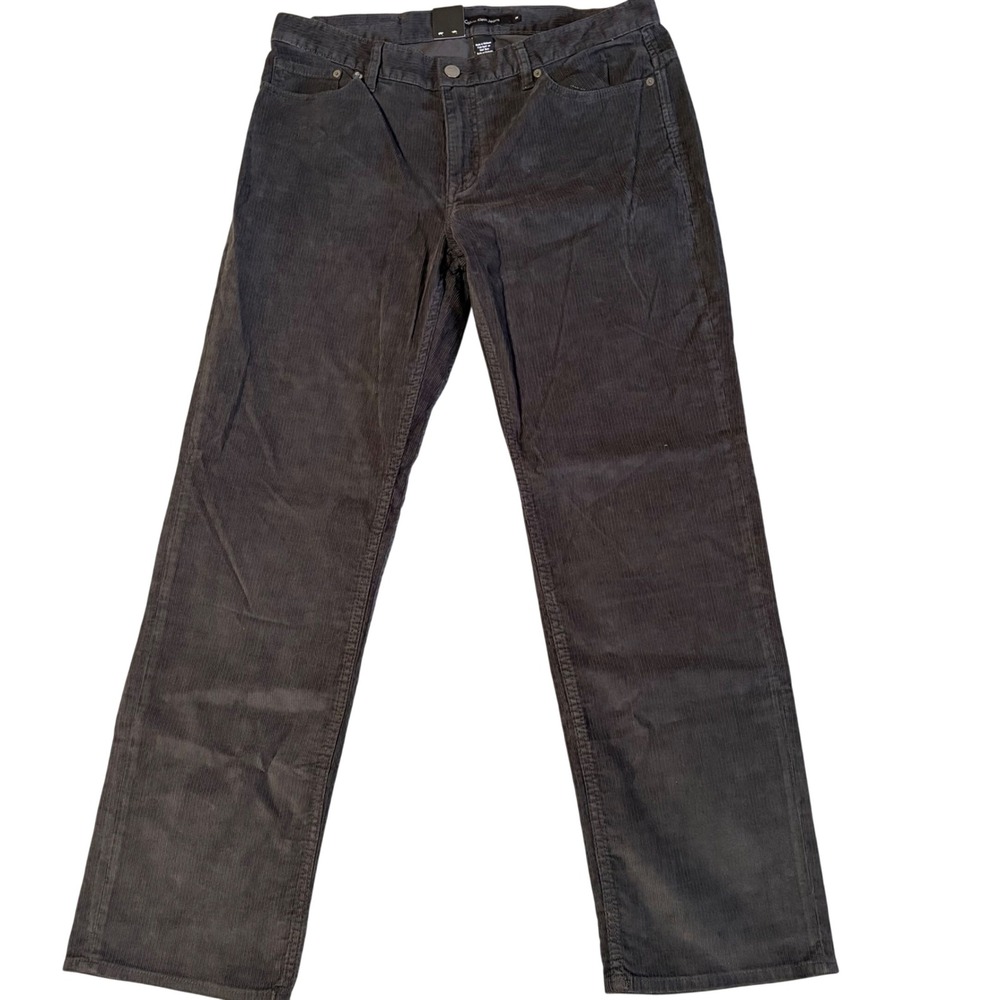 Calvin Klein Corduroy Pants Mens Fits 38x34 Charcoal Straight Leg 41O6097 NEW